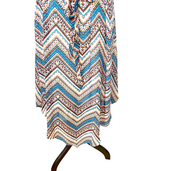 Halo Chevron Patterned Sleeveless Dress, Red, white and blue with Tie sash Sz M - Picture 6 of 12